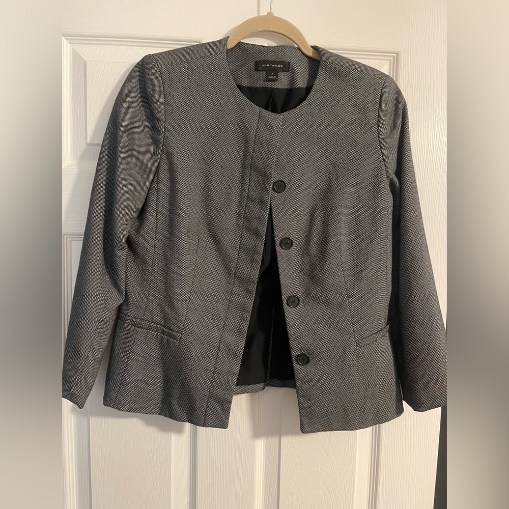 Black and white small check suit jacket